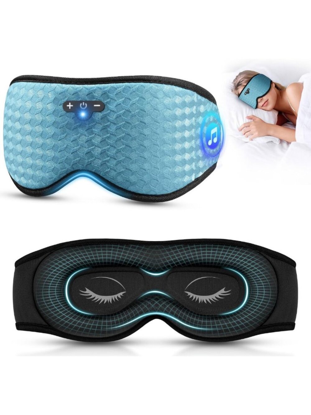 Cozy 3D Bluetooth Sleep Mask with Adjustable Headphones for Ultimate Comfort